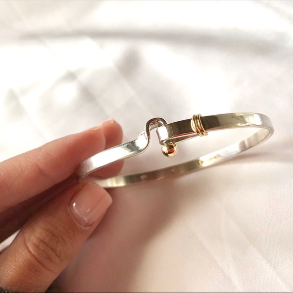 Tiffany &Co Silver Yellow Gold Bangle Bracelet